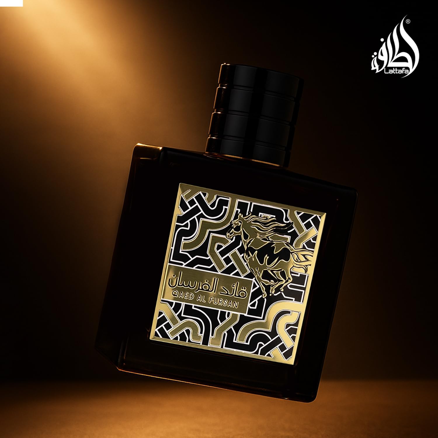 Lattafa Qaed Al Fursan ambergris and musk create lasting warmth.