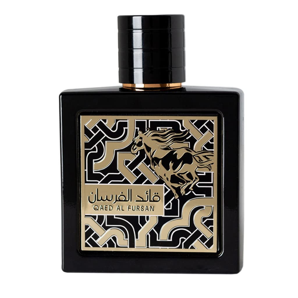 Lattafa Qaed Al Fursan bottle-front highlights premium unisex appeal.