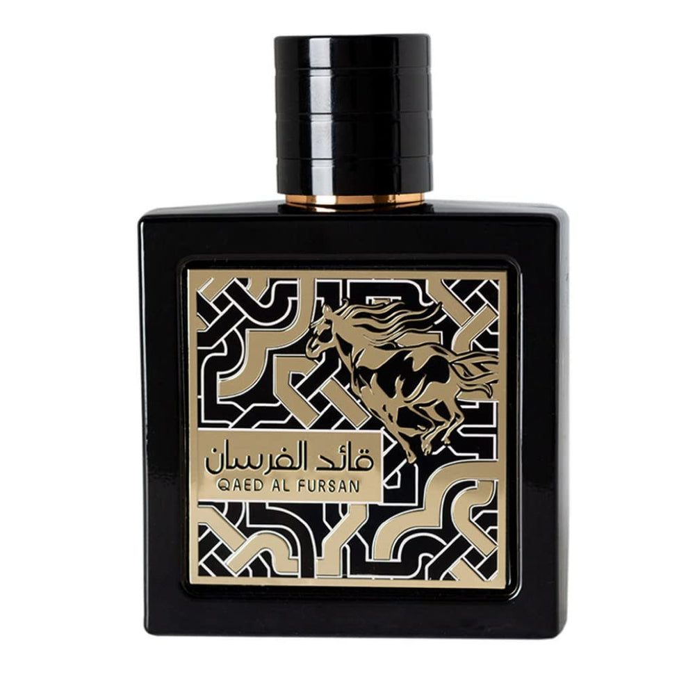 Lattafa Qaed Al Fursan bottle-front highlights premium unisex appeal.