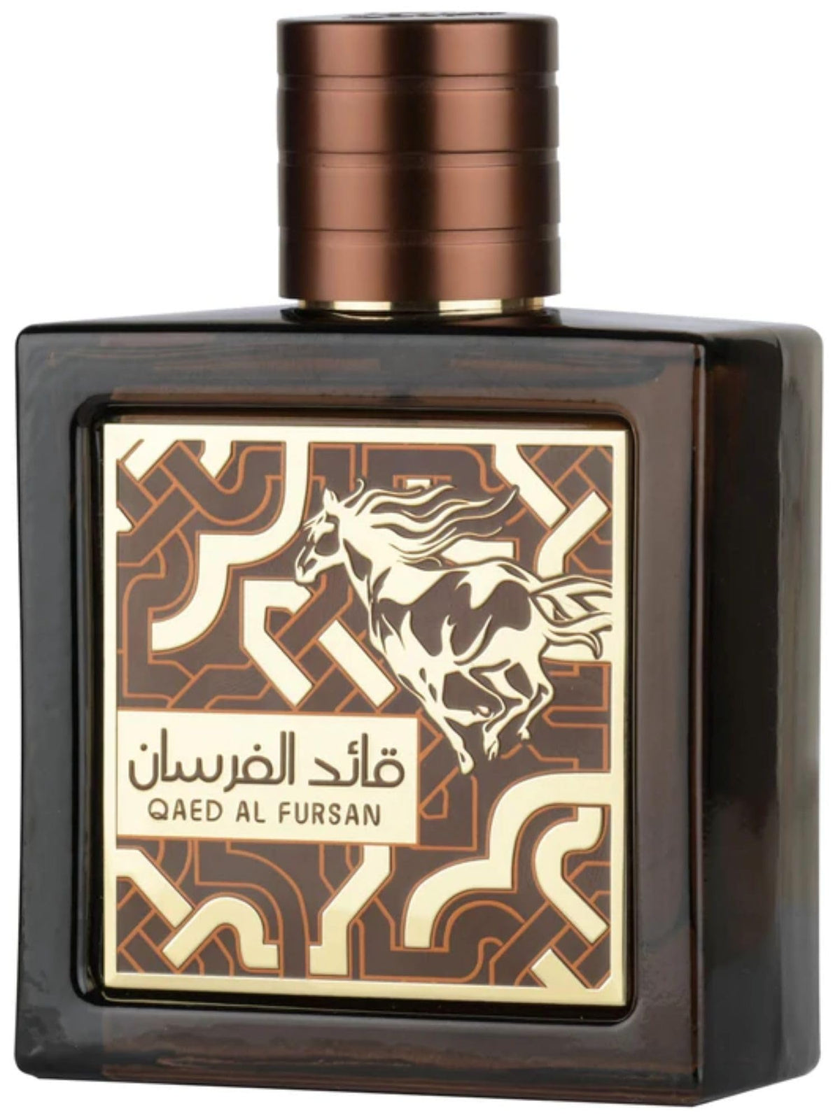 Lattafa Qaed Al Fursan Untamed bottle front reveals bold amber-spicy profile.