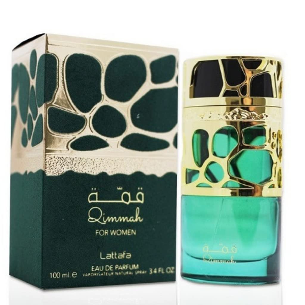 Lattafa Qimmah EDP bottle with lavender top notes for elegant daytime wear.