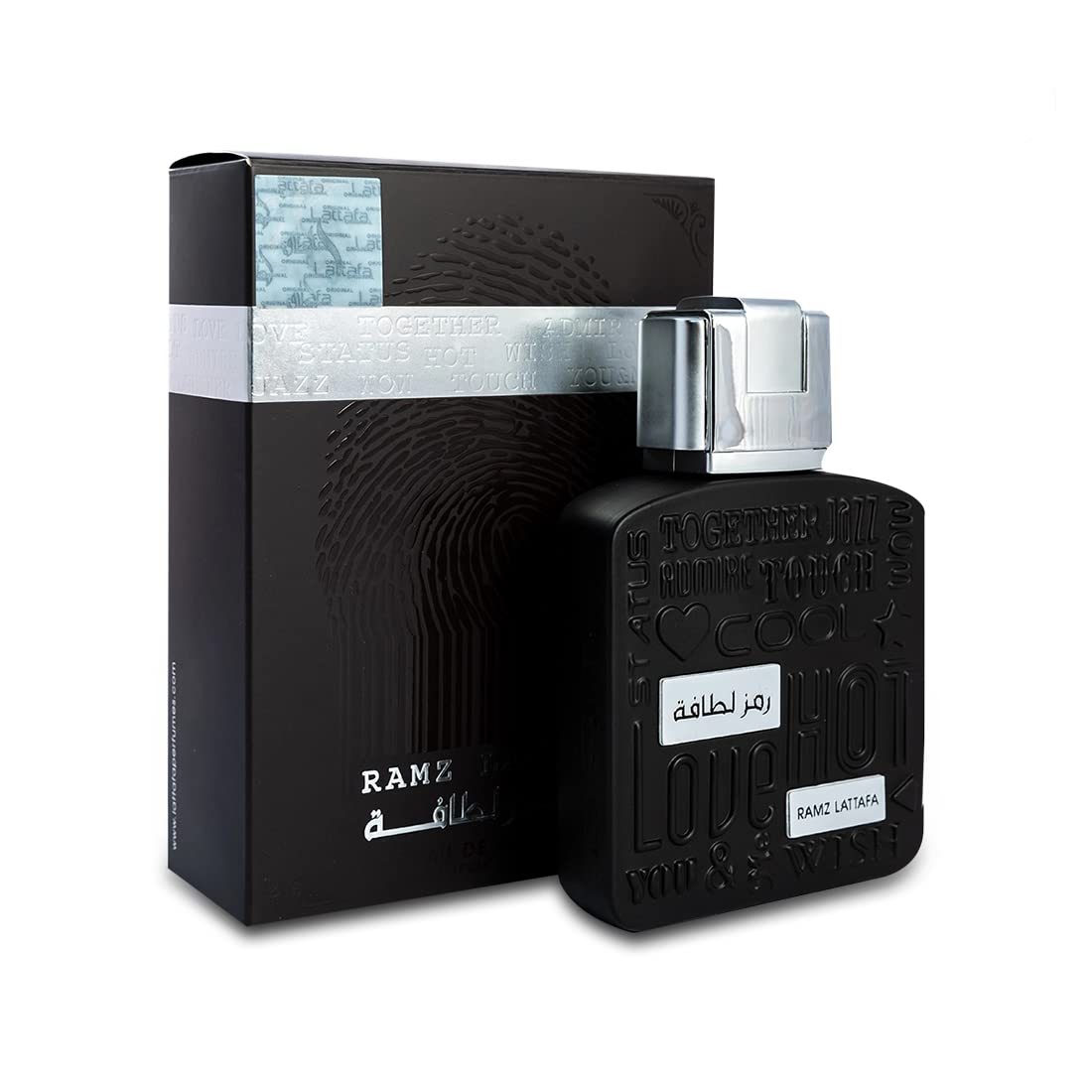 Lattafa Ramz Silver bottle close-up, highlighting versatile unisex daily wear.