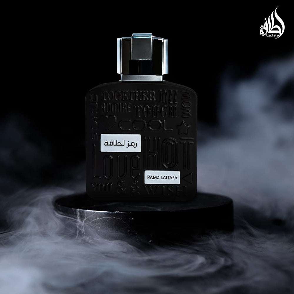 Lattafa Ramz Silver packaging box, presenting a premium unboxing experience.