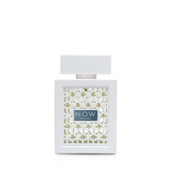 Lattafa Rave Now White bottle close-up for versatile all-day wear.