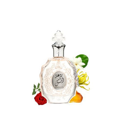 Rouat Al Musk bottle with golden crystal top, elegant for any occasion.
