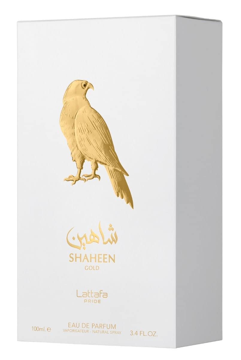 Close-up reveals warm vanilla and patchouli base hint in Shaheen Gold.