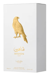 Close-up reveals warm vanilla and patchouli base hint in Shaheen Gold.
