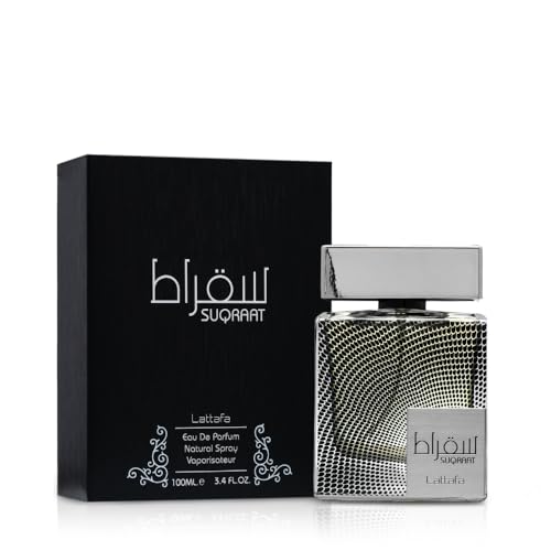 Lattafa Suqraat bottle cap close-up highlights sleek masculine packaging.
