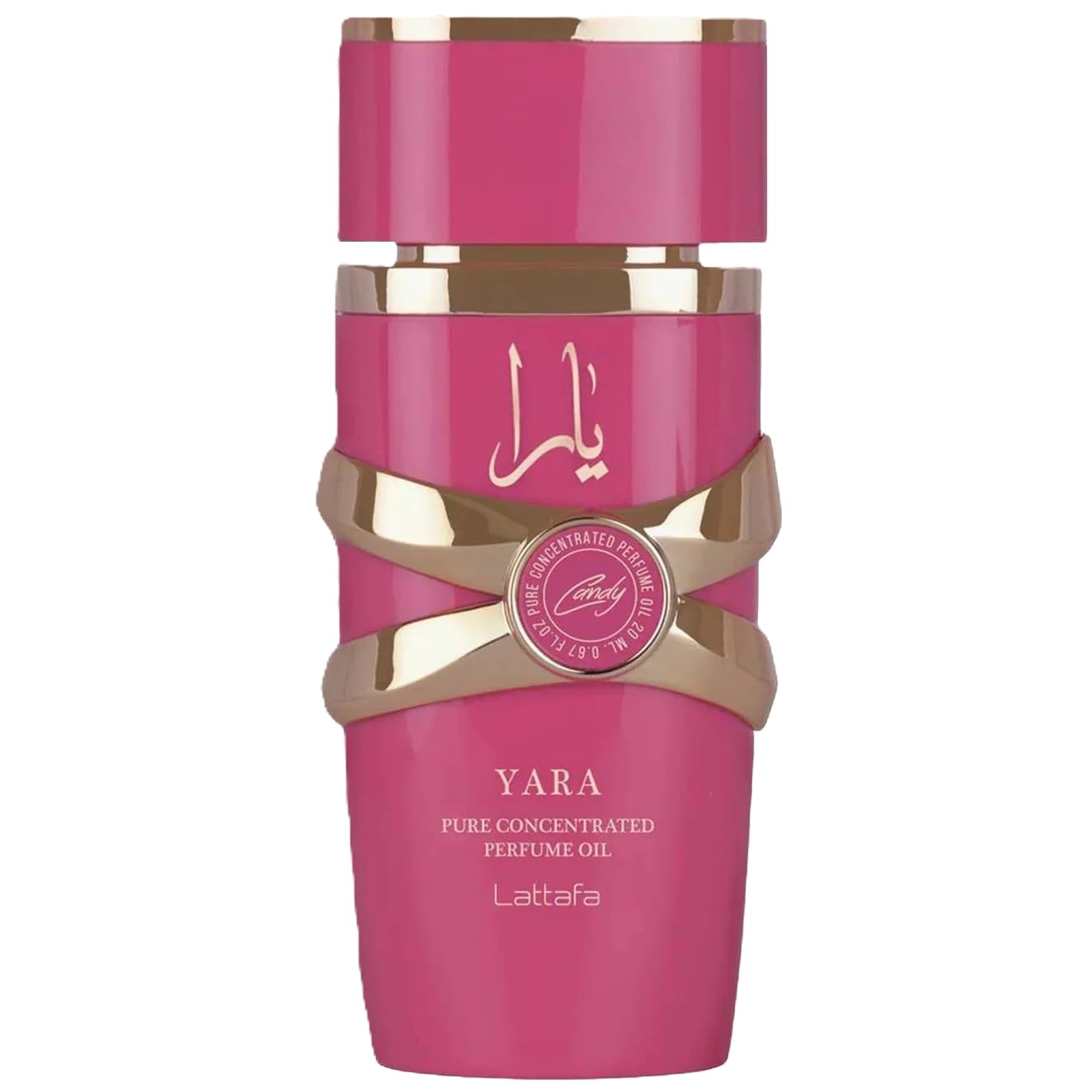 Lattafa Yara Candy bottle close-up showing a playful feminine scent.
