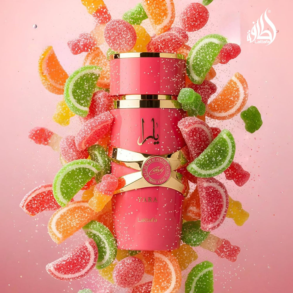 Lattafa Yara Candy spray bottle in action for spontaneous moments