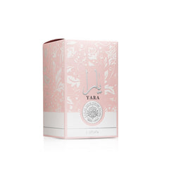 Lattafa Yara heliotrope and orchid bloom, a refined floral touch.