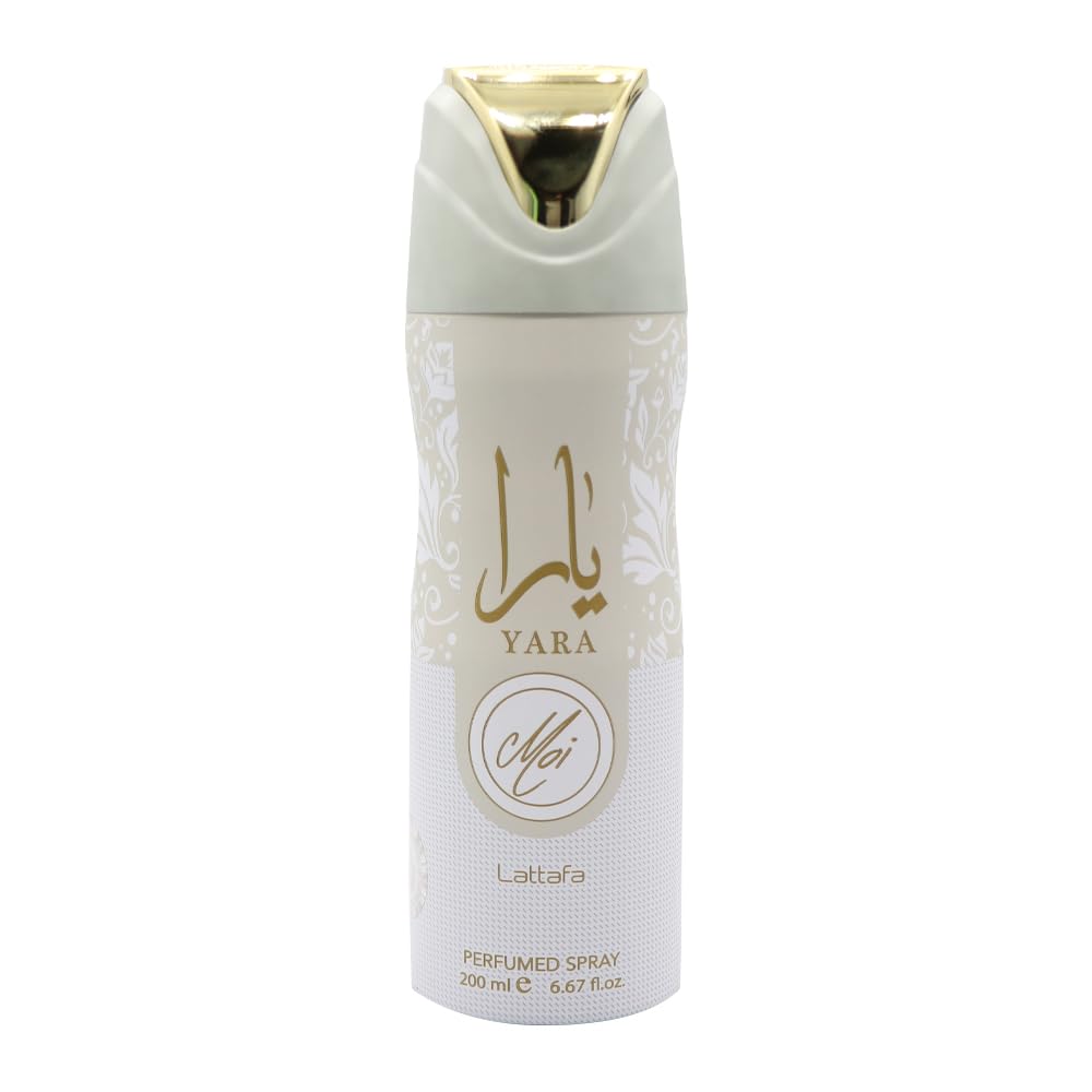 Lattafa Yara Moi bottle being sprayed for long-lasting daily fragrance.