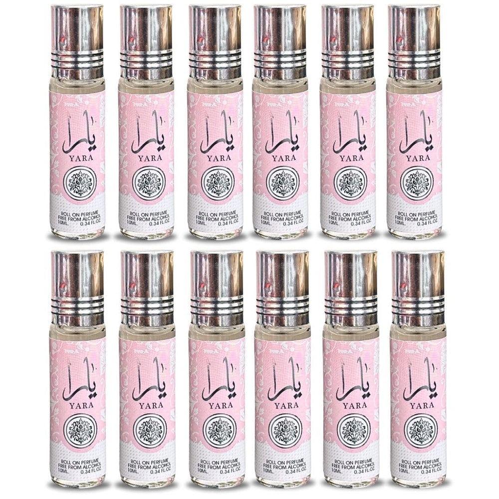 Lattafa Yara roll-on bottle showing sleek design for easy on-the-go fragrance.