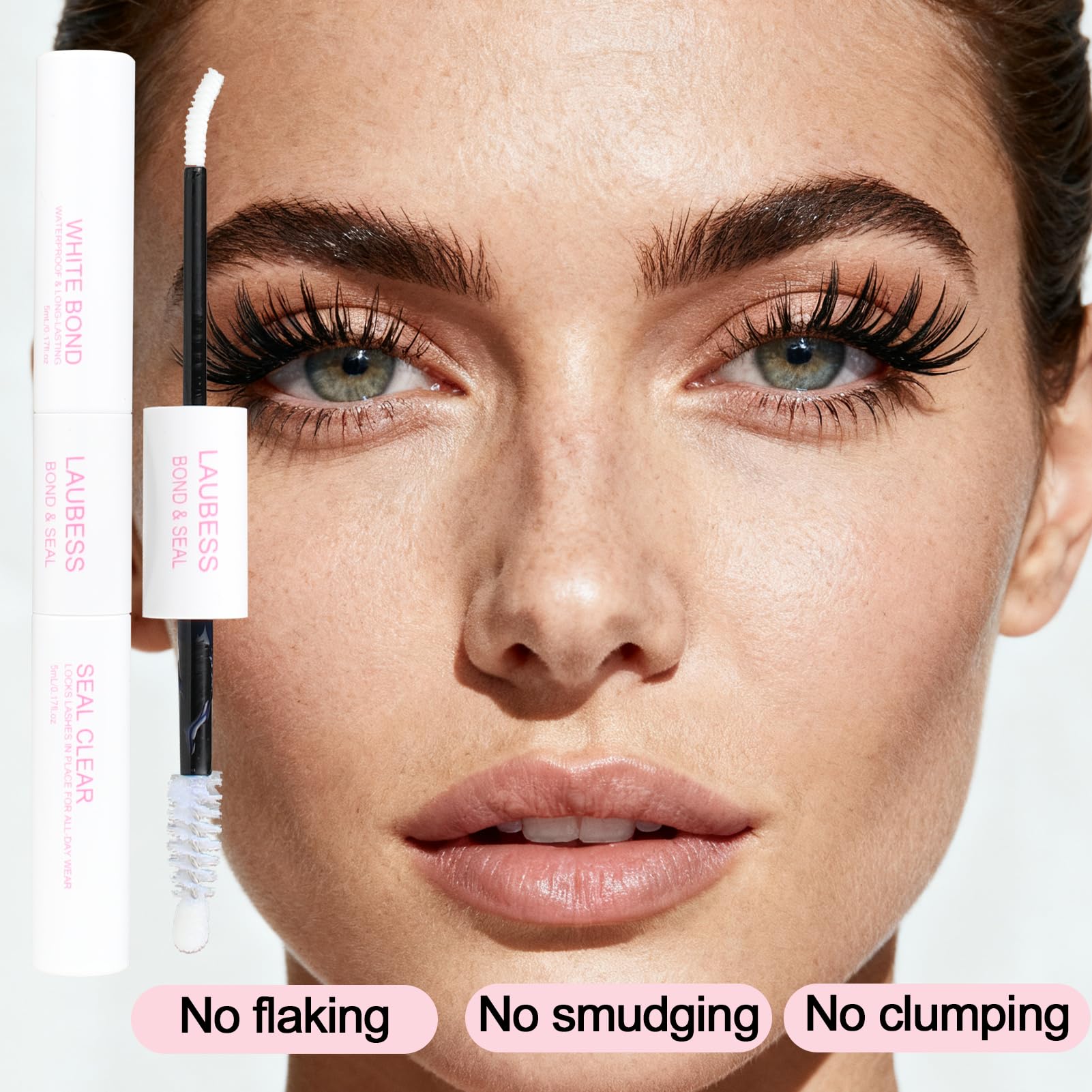 Simple 2-step LAUBESS routine shown for easy at-home lash sets.