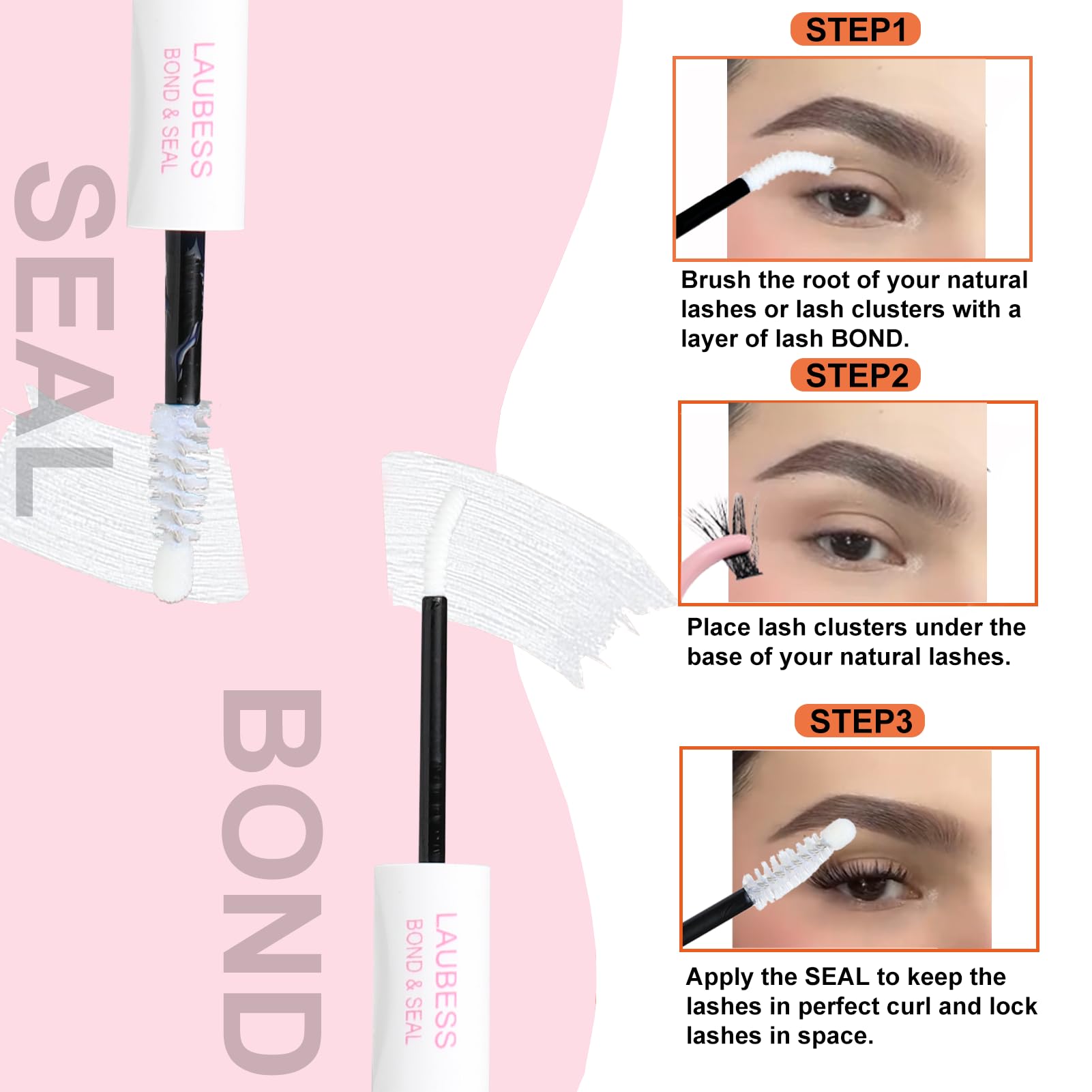 Lash clusters being applied with LAUBESS glue for natural-looking volume.