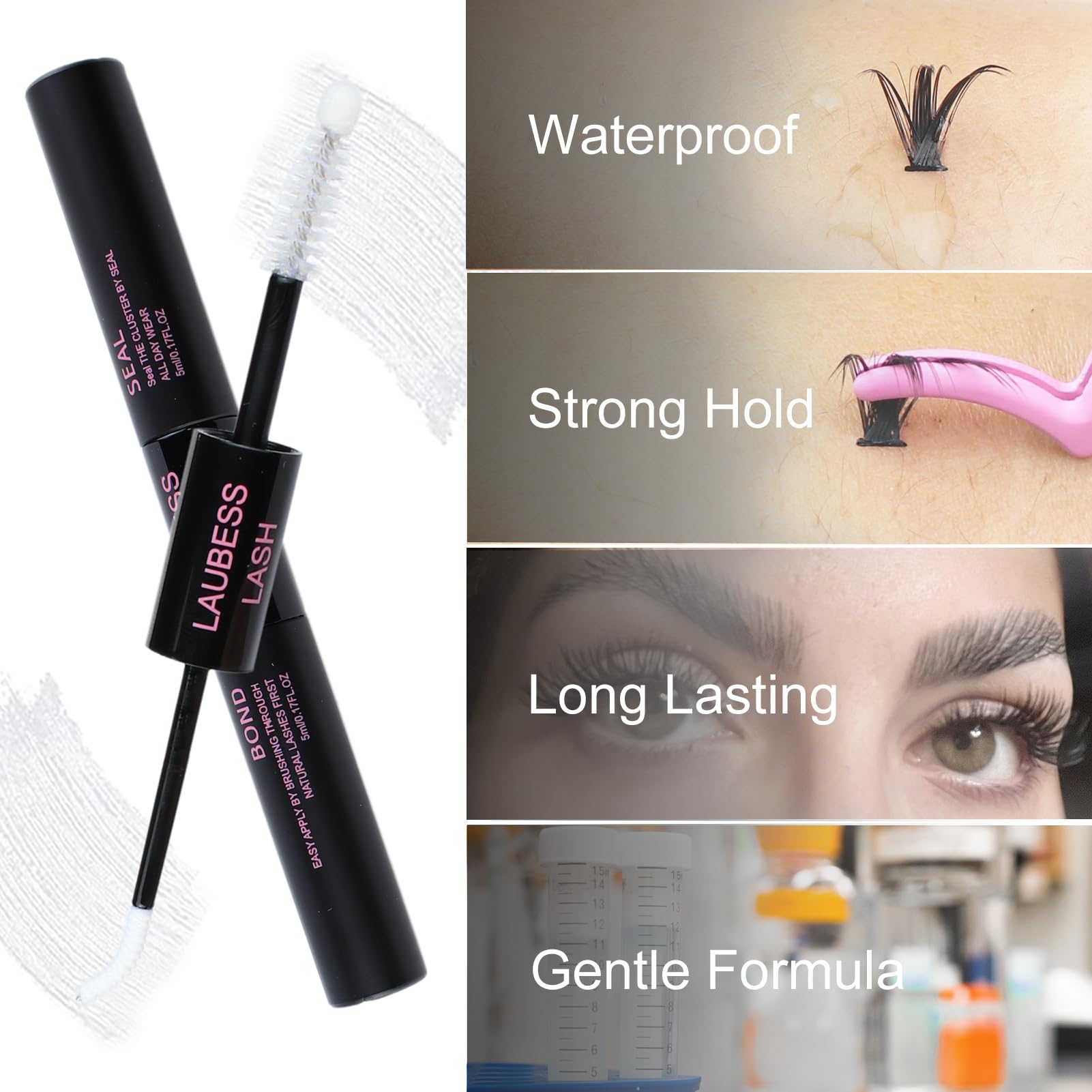 LAUBESS LASH three-step application guide for natural-looking lashes