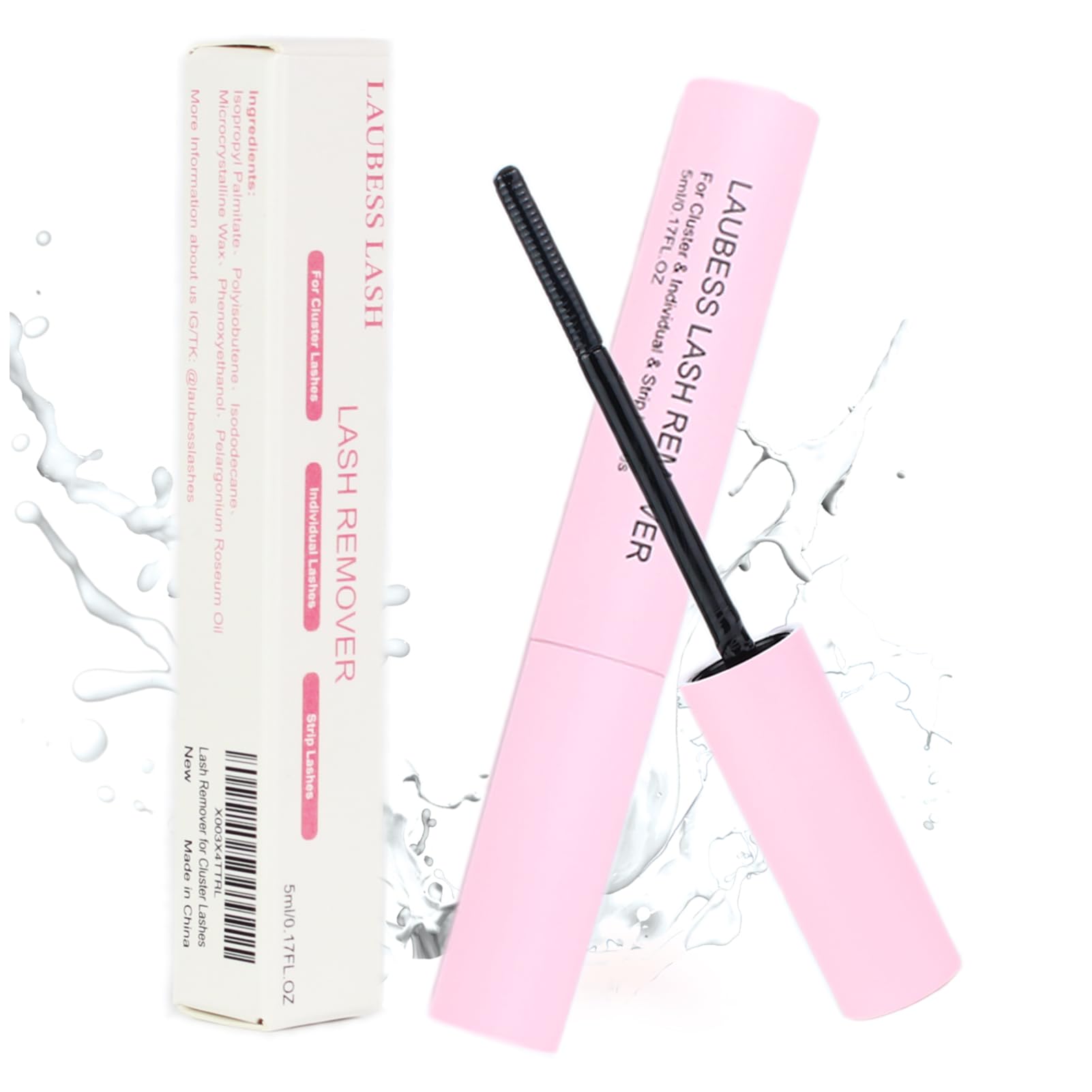 LAUBESS LASH remover bottle front view for gentle lash removal.