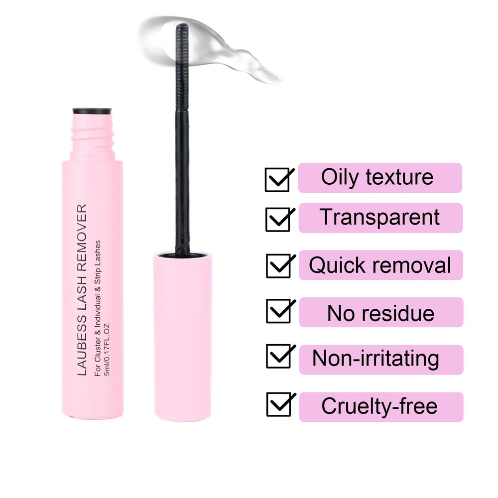 Removal-action shot shows easy cluster lash removal with the remover formula.