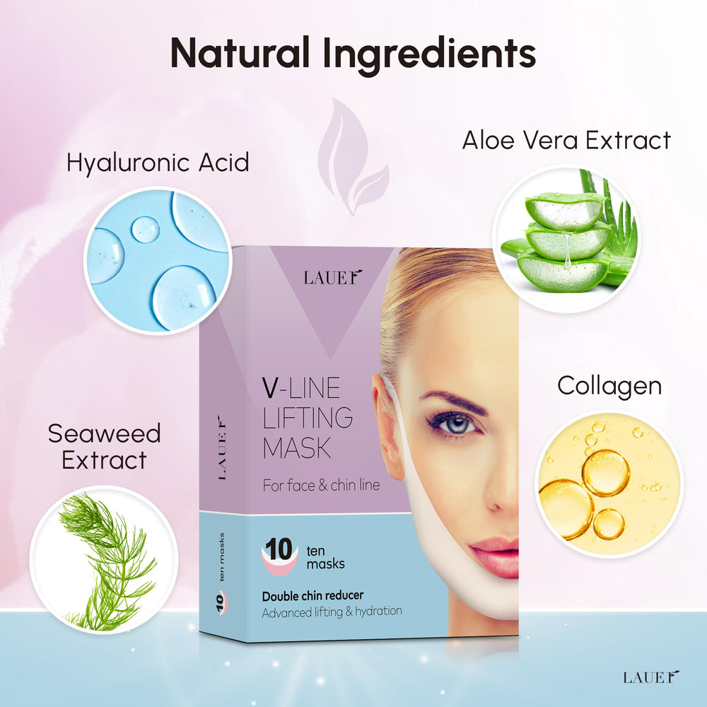 LAUER COSMETIC face mask on jawline demonstrating lifting and shaping