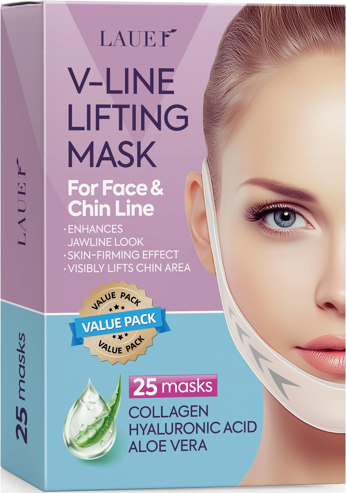 Lauer Cosmetic V-Line Mask application showing contour lift and hydration