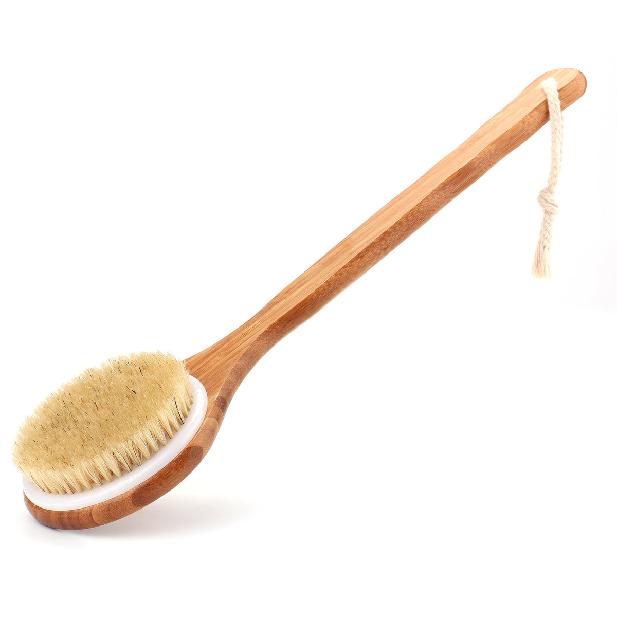 Lauliven cepillo ducha con cerdas naturales y mango de bambú para exfoliar la piel.