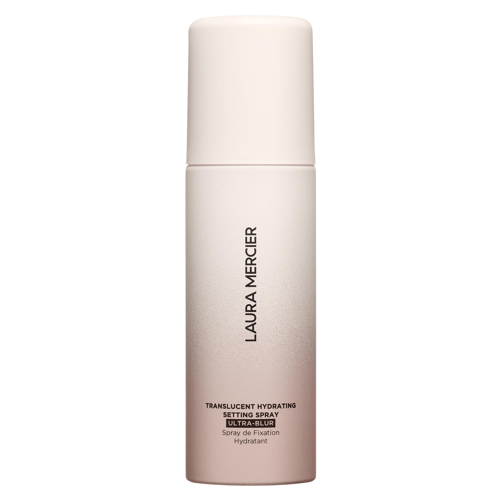 Laura Mercier spray demonstrating waterproof, transfer-proof wear for day-long confidence.