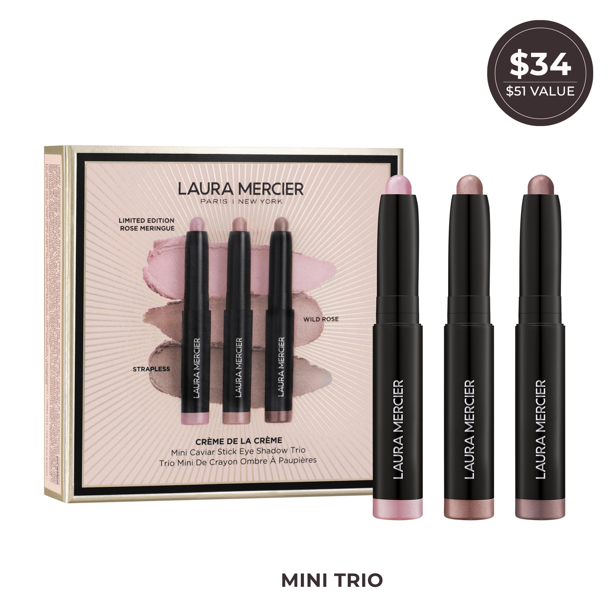 Laura Mercier Caviar Stick Wild Rose swatch showing vibrant, buildable shade