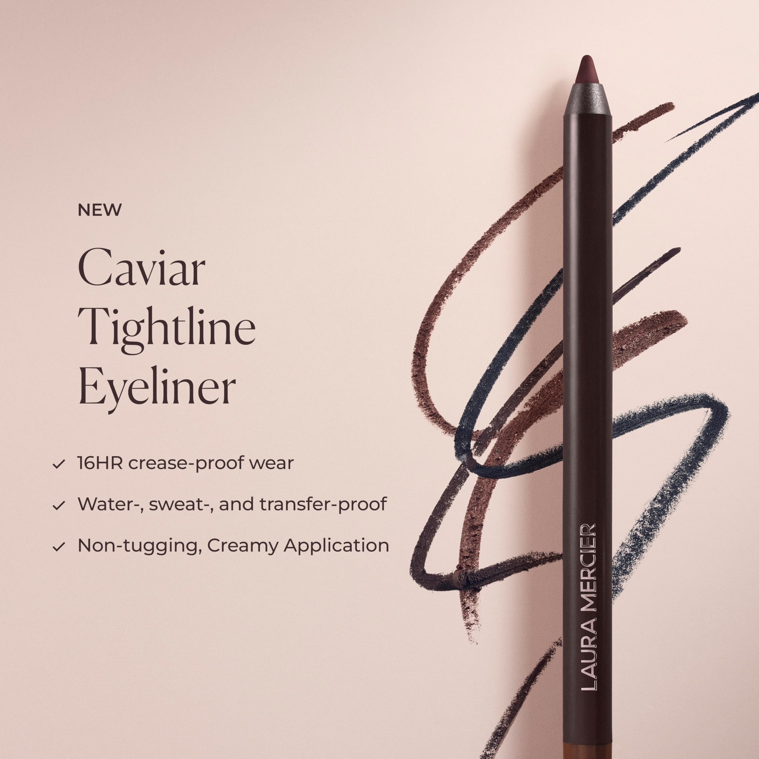 Laura Mercier Caviar Tightline Eyeliner tuxedo cream texture looks smooth.