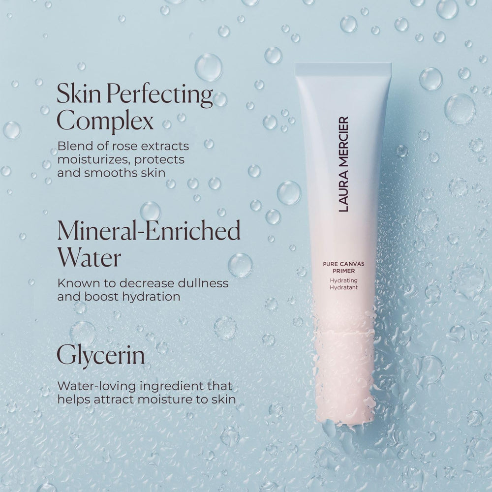 Acabado natural con Laura Mercier Pure Canvas Primer para piel suave.