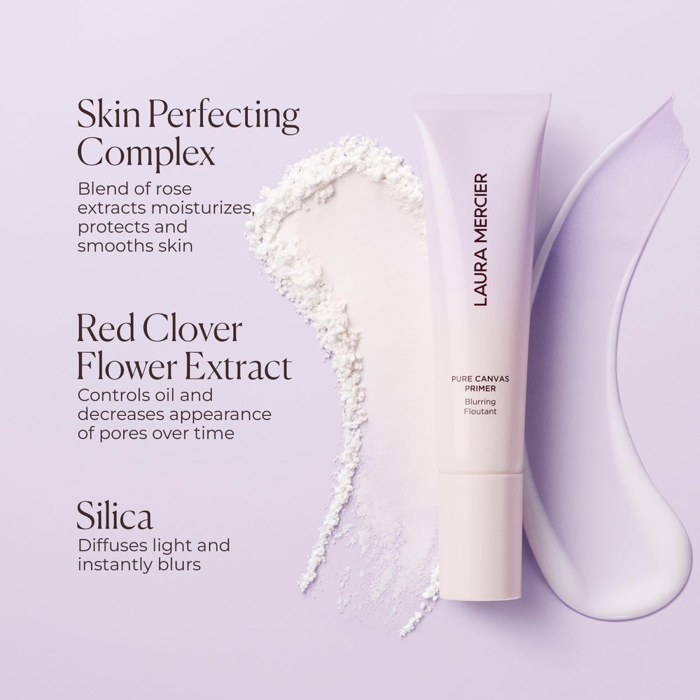 Laura Mercier Pure Canvas Primer rose-extracts nourish and smooth skin.