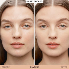 Laura Mercier Tinted Blur Balm application swirl demonstrates balm-to-powder transition for seamless wear.