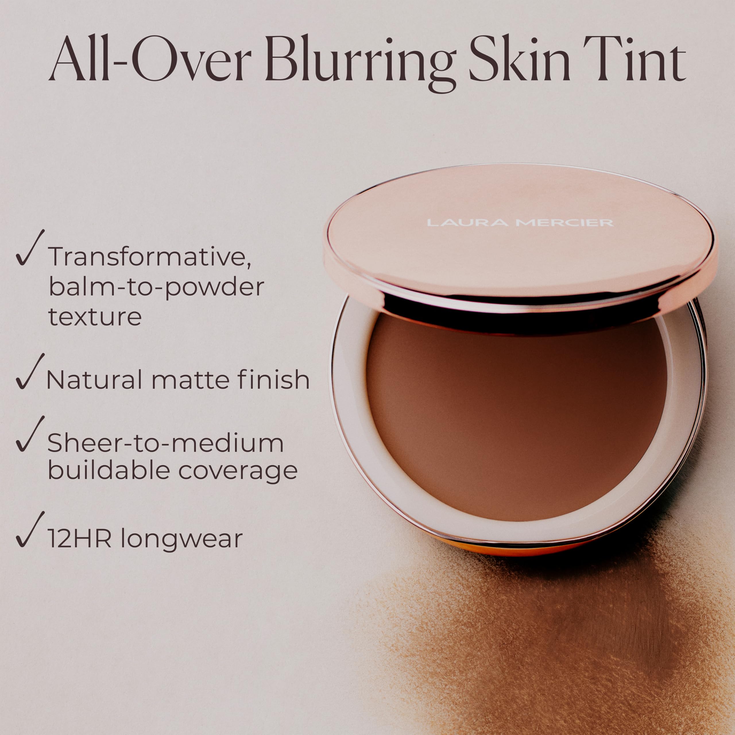 Laura Mercier tinted blur balm face application reveals smooth skin with minimized pores.