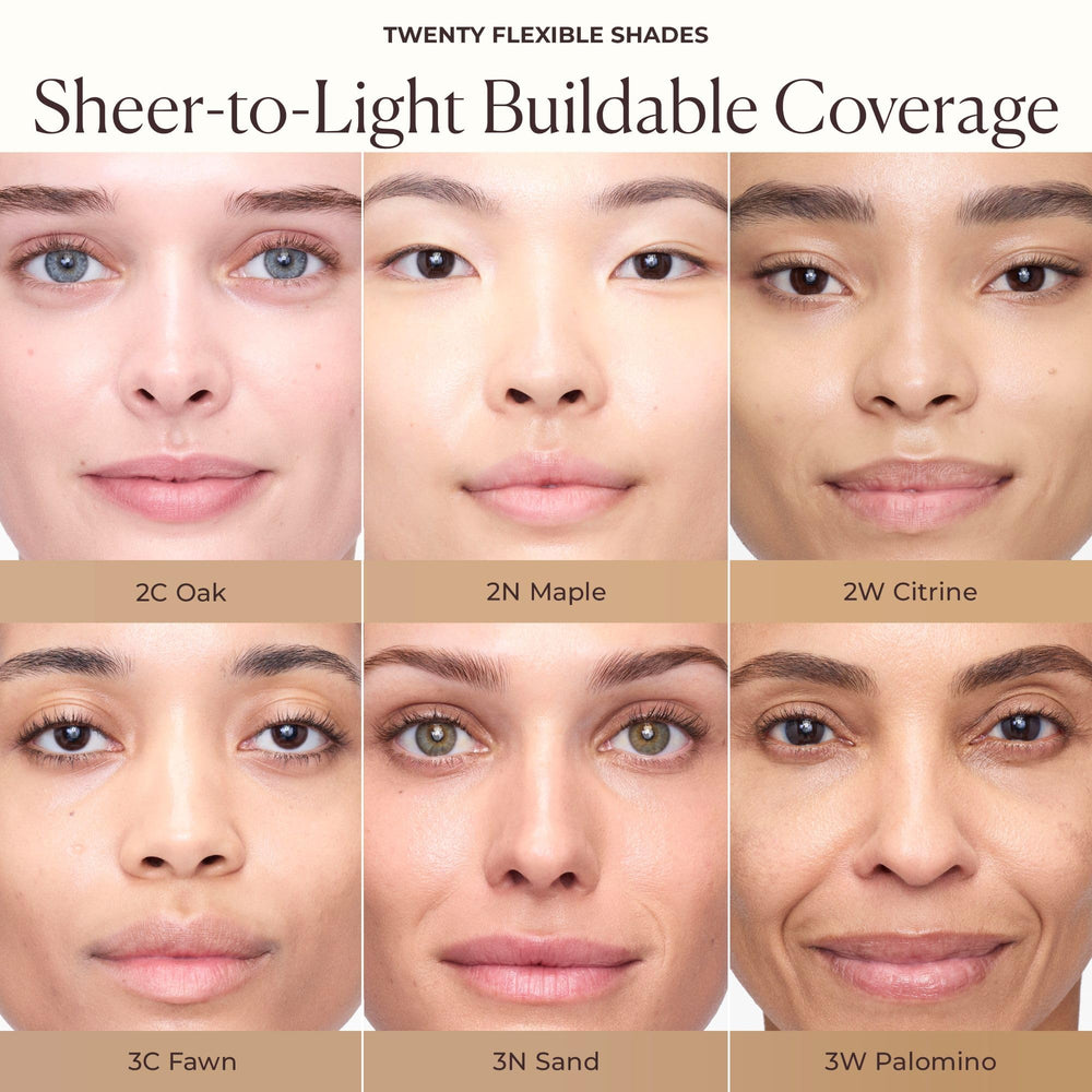 Laura Mercier Tinted Moisturizer Natural Dewy Sand texture close-up shows breathable, comfortable wear.