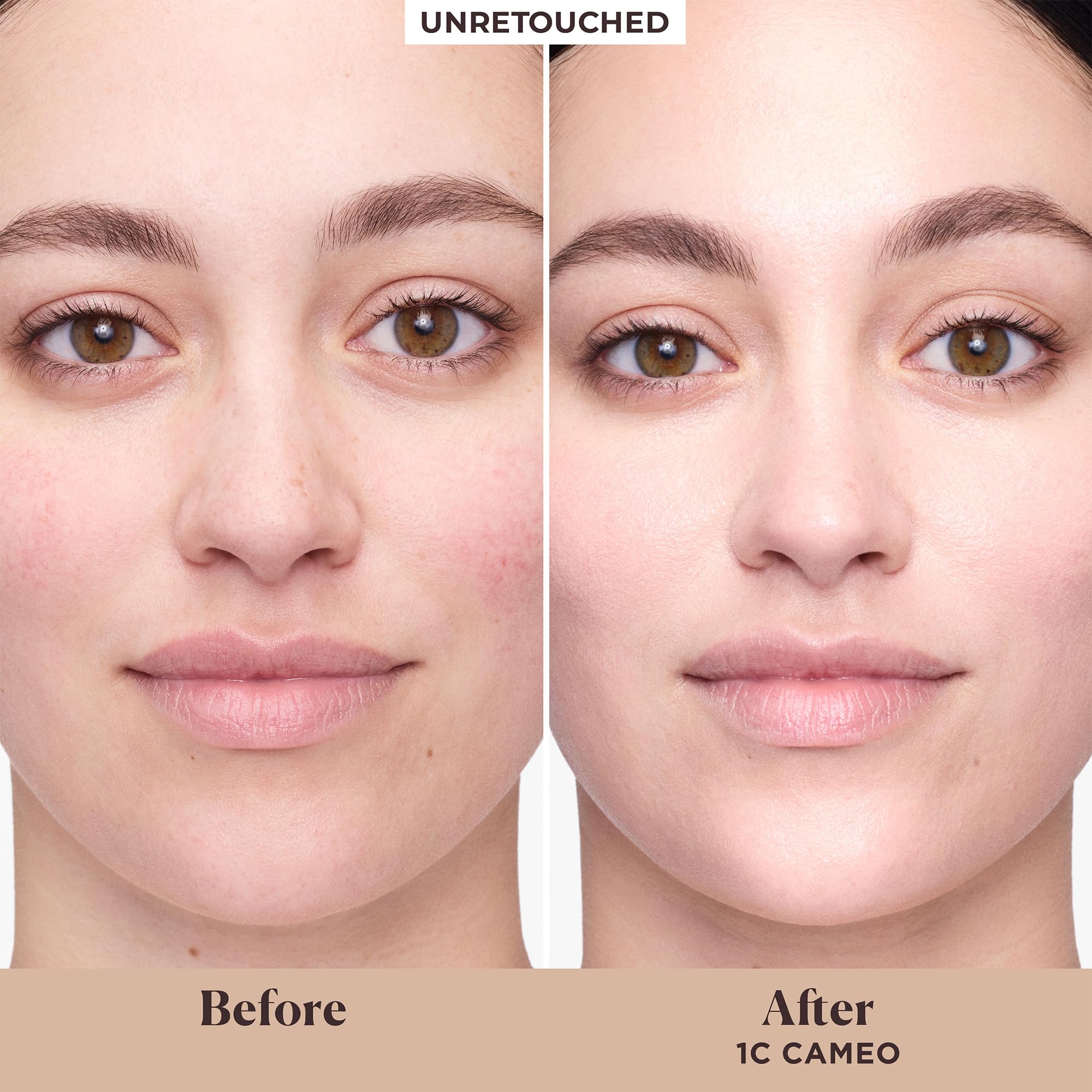 Close-up of Laura Mercier texture revealing breathable formula and natural glow