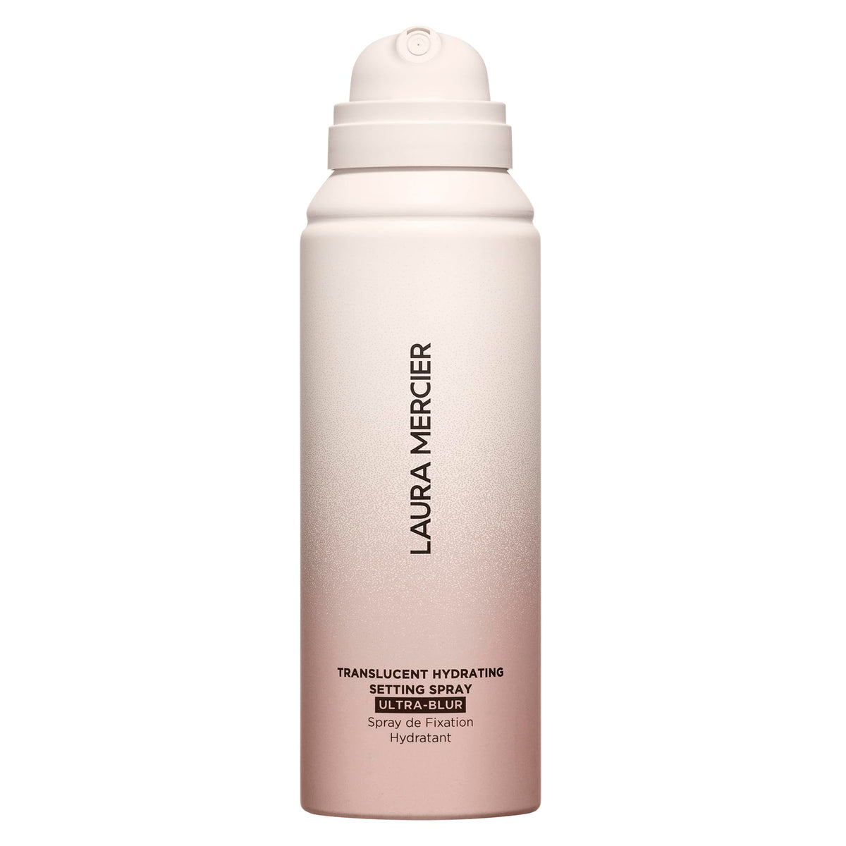 Laura Mercier translucent hydrating setting spray bottle delivers long-lasting hydration and natural finish.