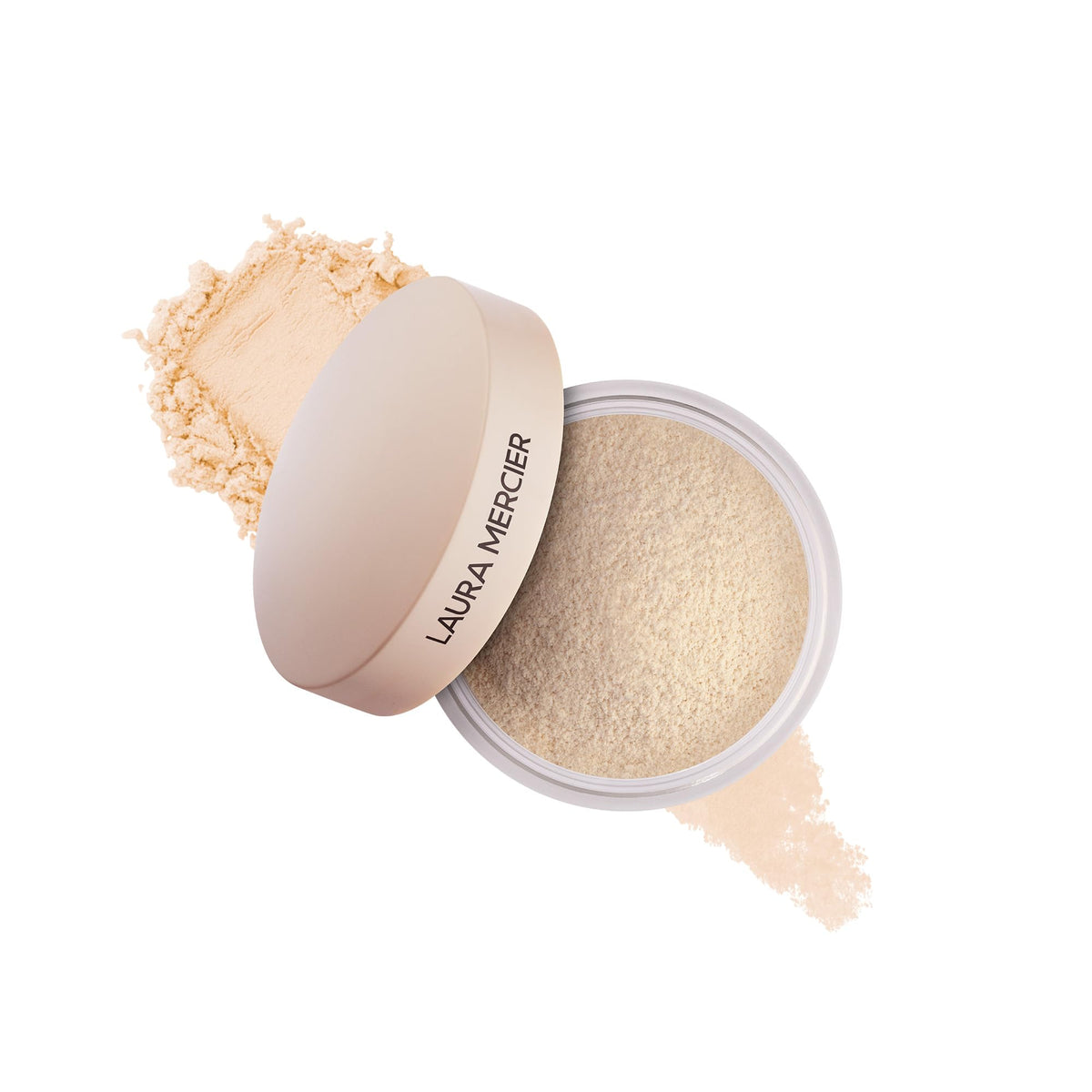 Laura Mercier translucent loose powder on bottle showing pore blurring effect
