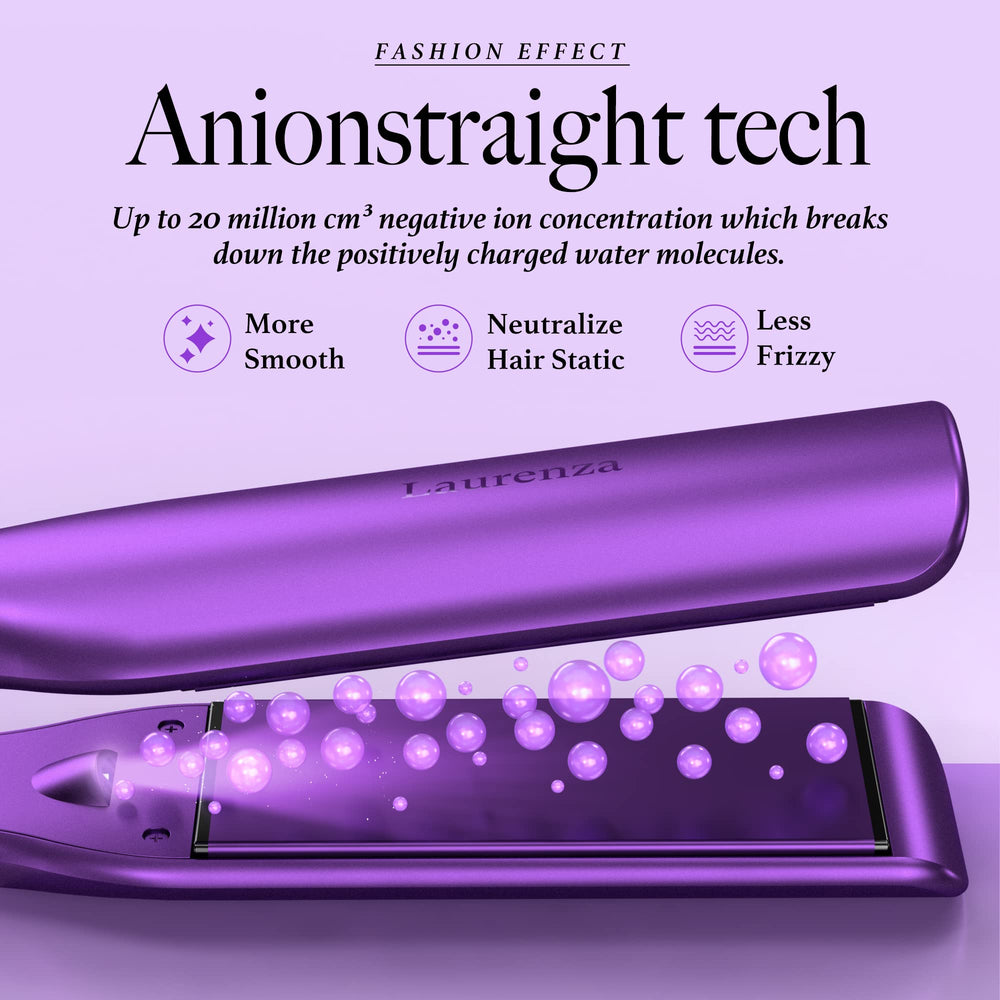 Laurenza 20 million negative ions during styling promote moisture and shine.