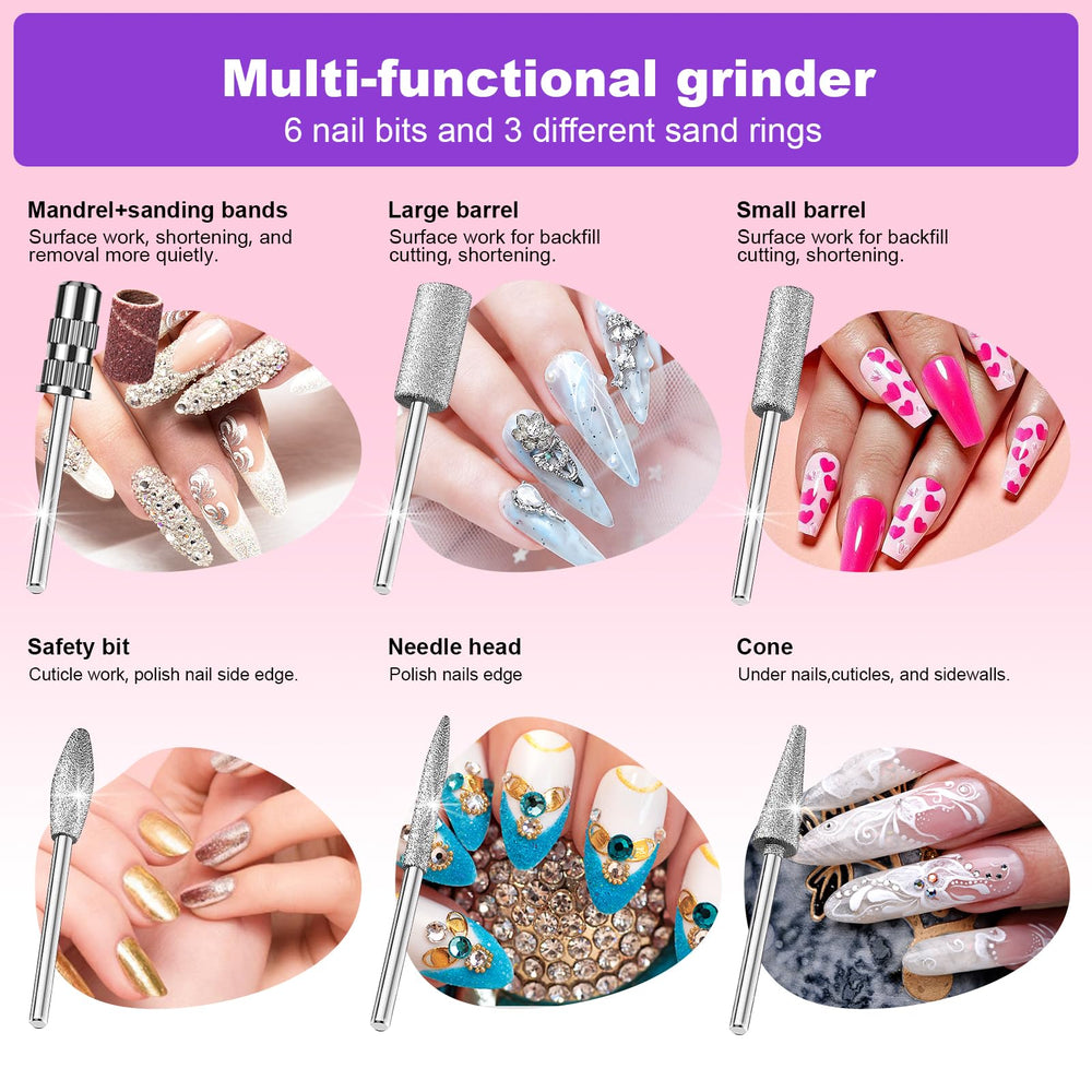 LAVAED ergonomic pink-handled nail drill for comfortable grip during long sessions.