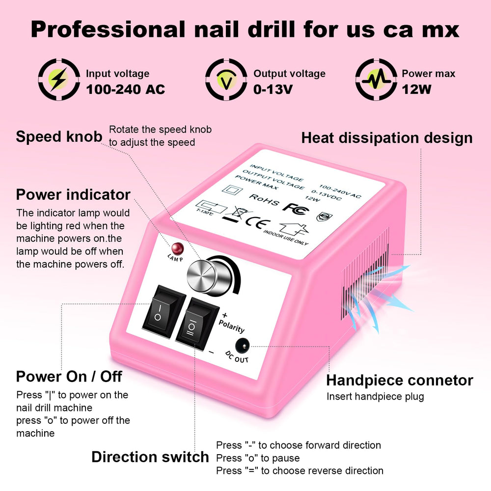 LAVAED nail drill low-noise operation for a quiet, focused shaping session.