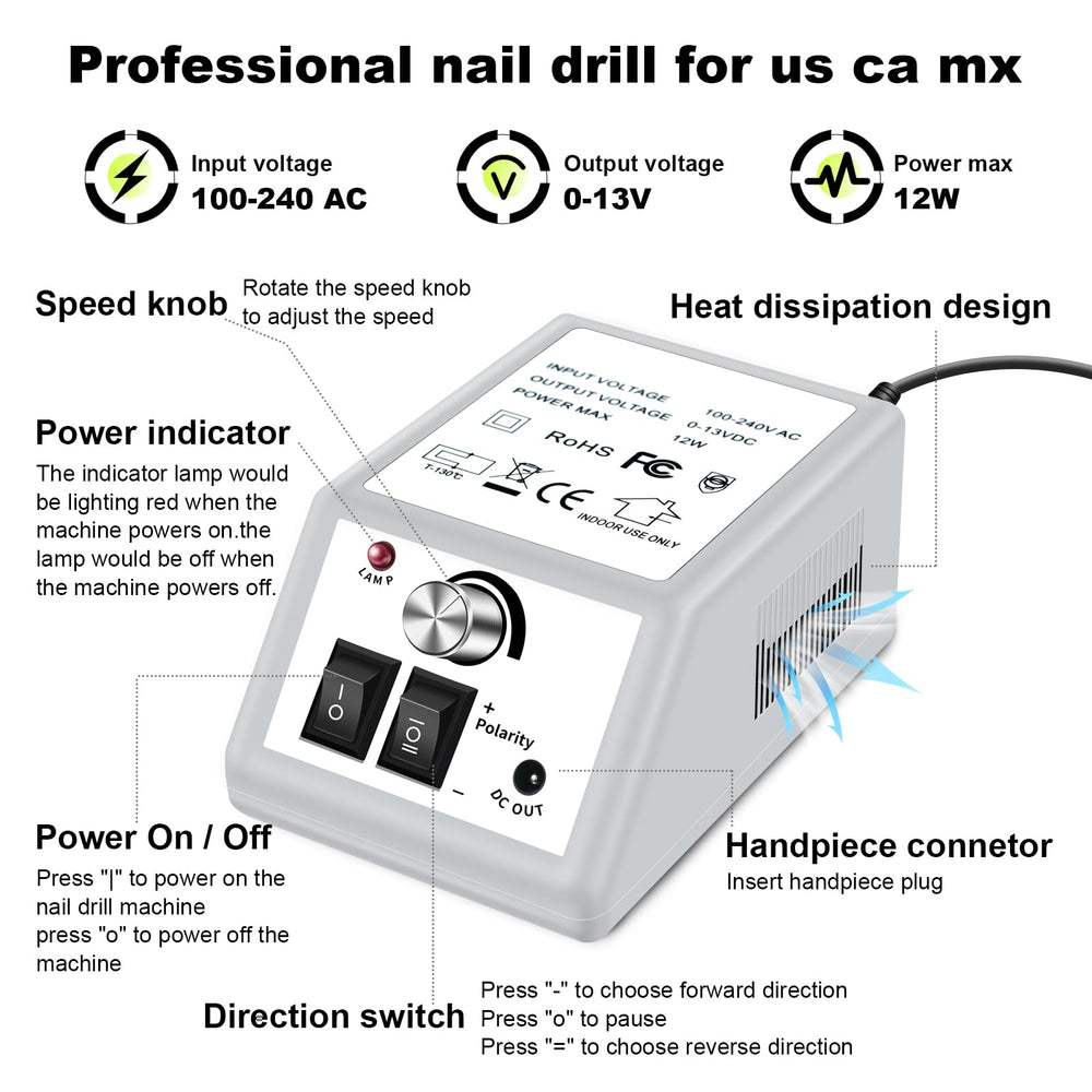 LAVAED nail drill motor detail highlighting high torque for stable performance