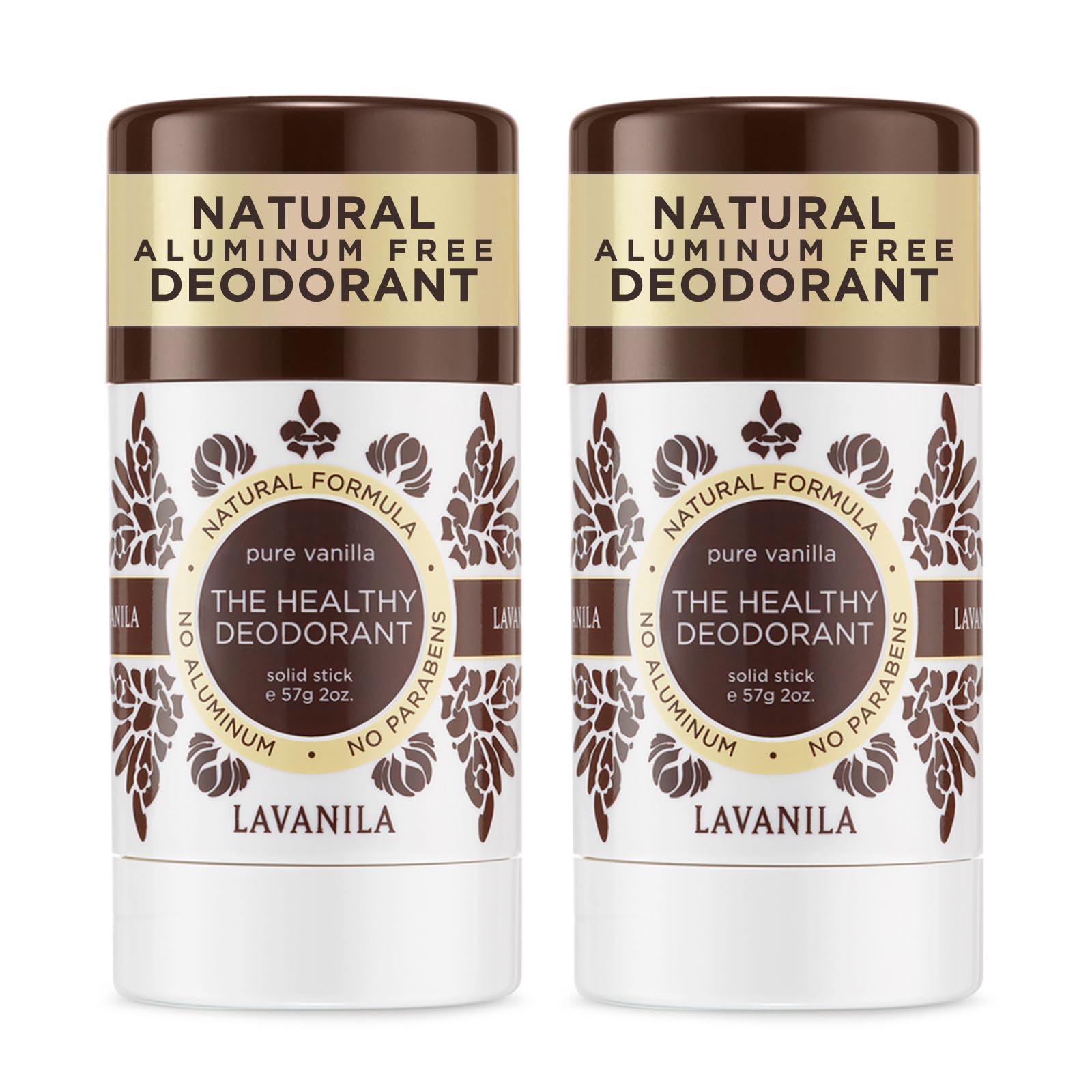 Lavanila Pure Vanilla Deodorant 2-pack front view for everyday freshness