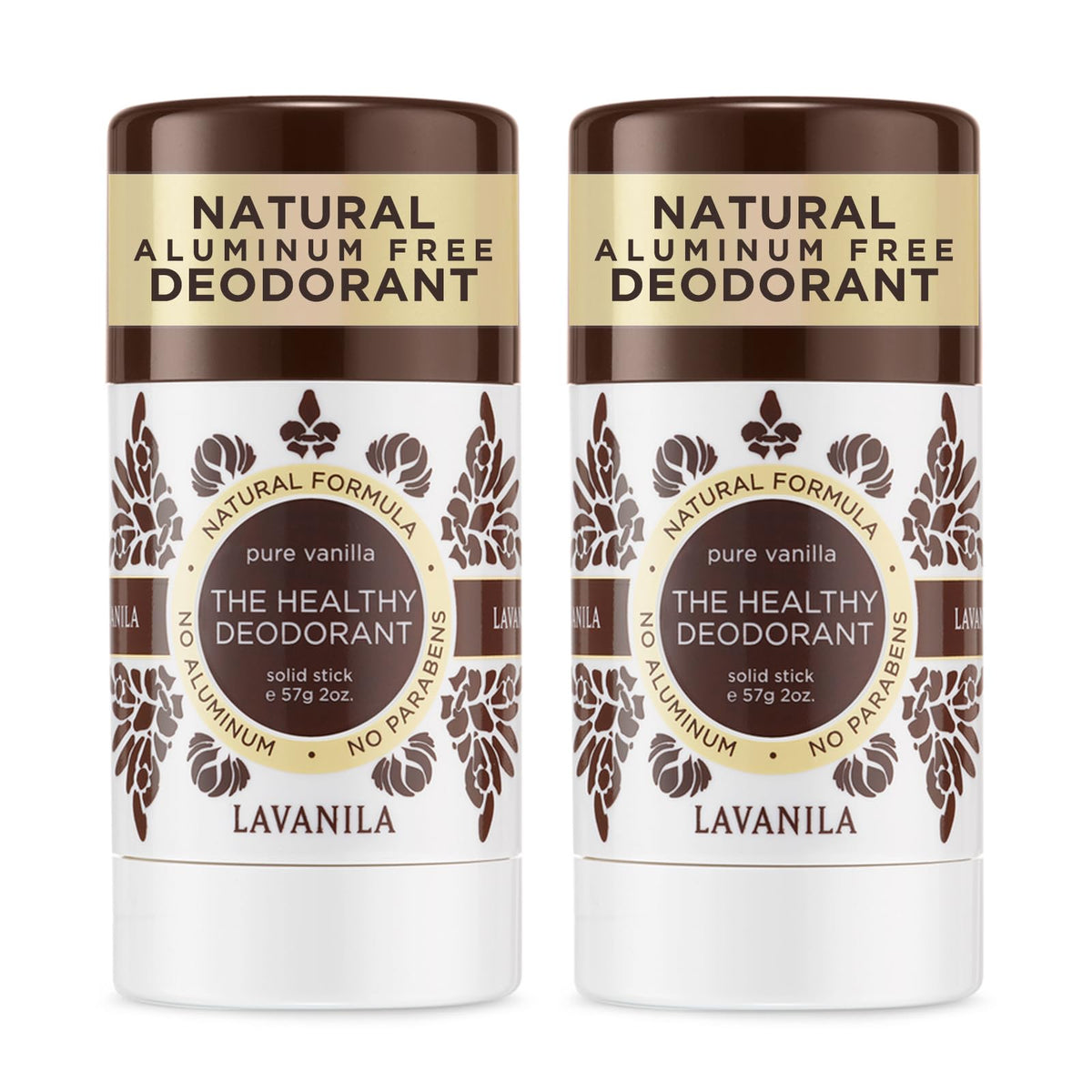 Lavanila Pure Vanilla Deodorant 2-pack front view for everyday freshness