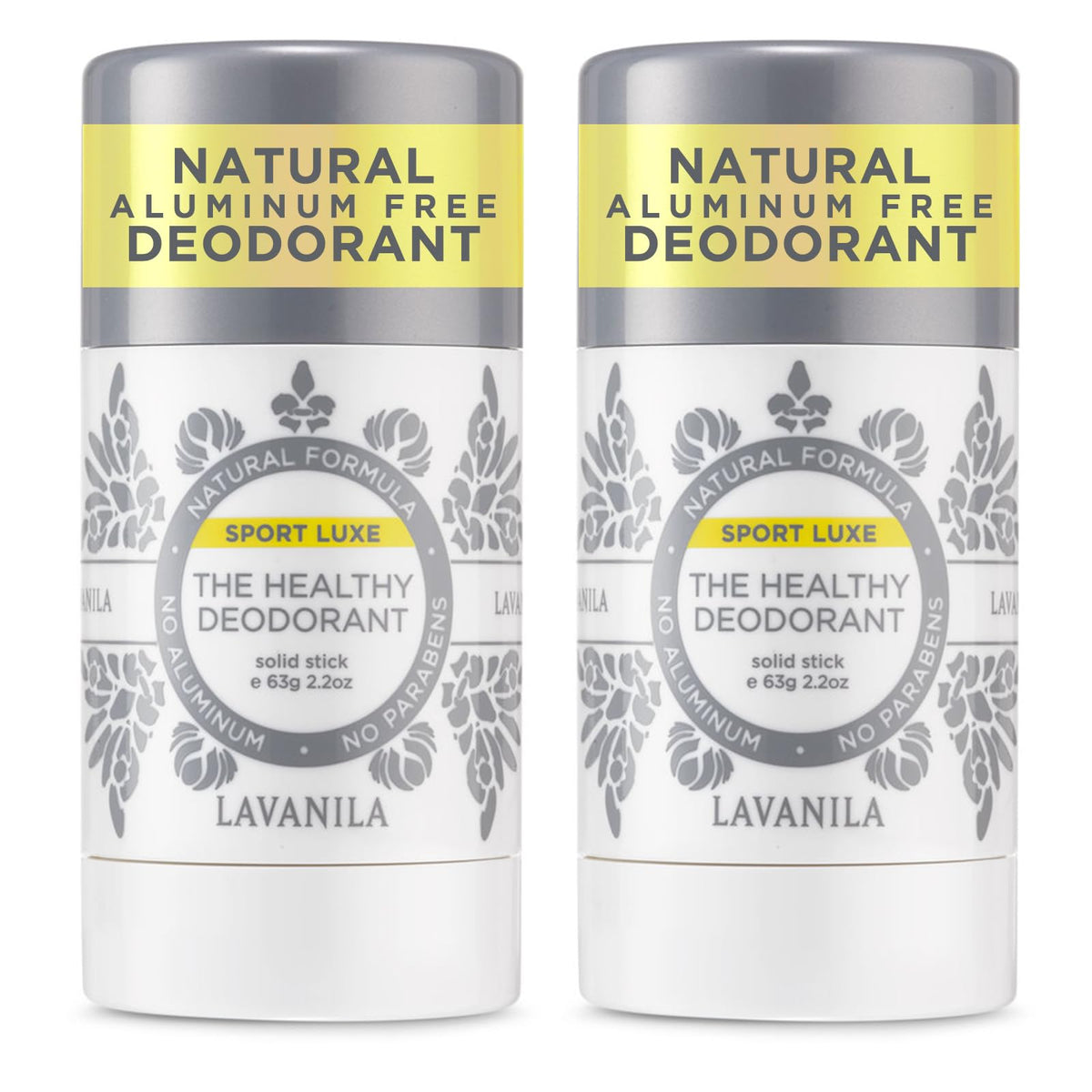 Lavanila Sport Luxe deodorant stick front showing aluminum-free freshness.