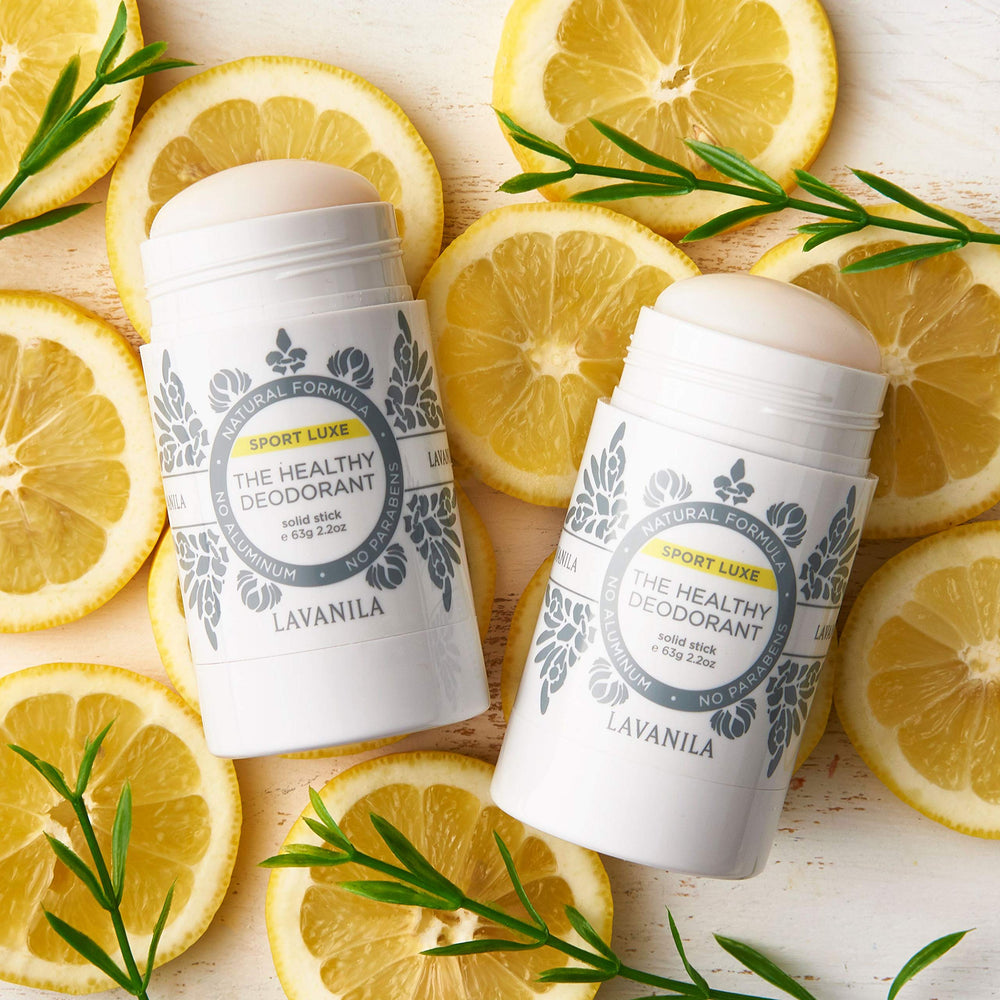 Planet-safe logo on Lavanila Sport Luxe packaging emphasizes skin- and Earth-friendly choice.