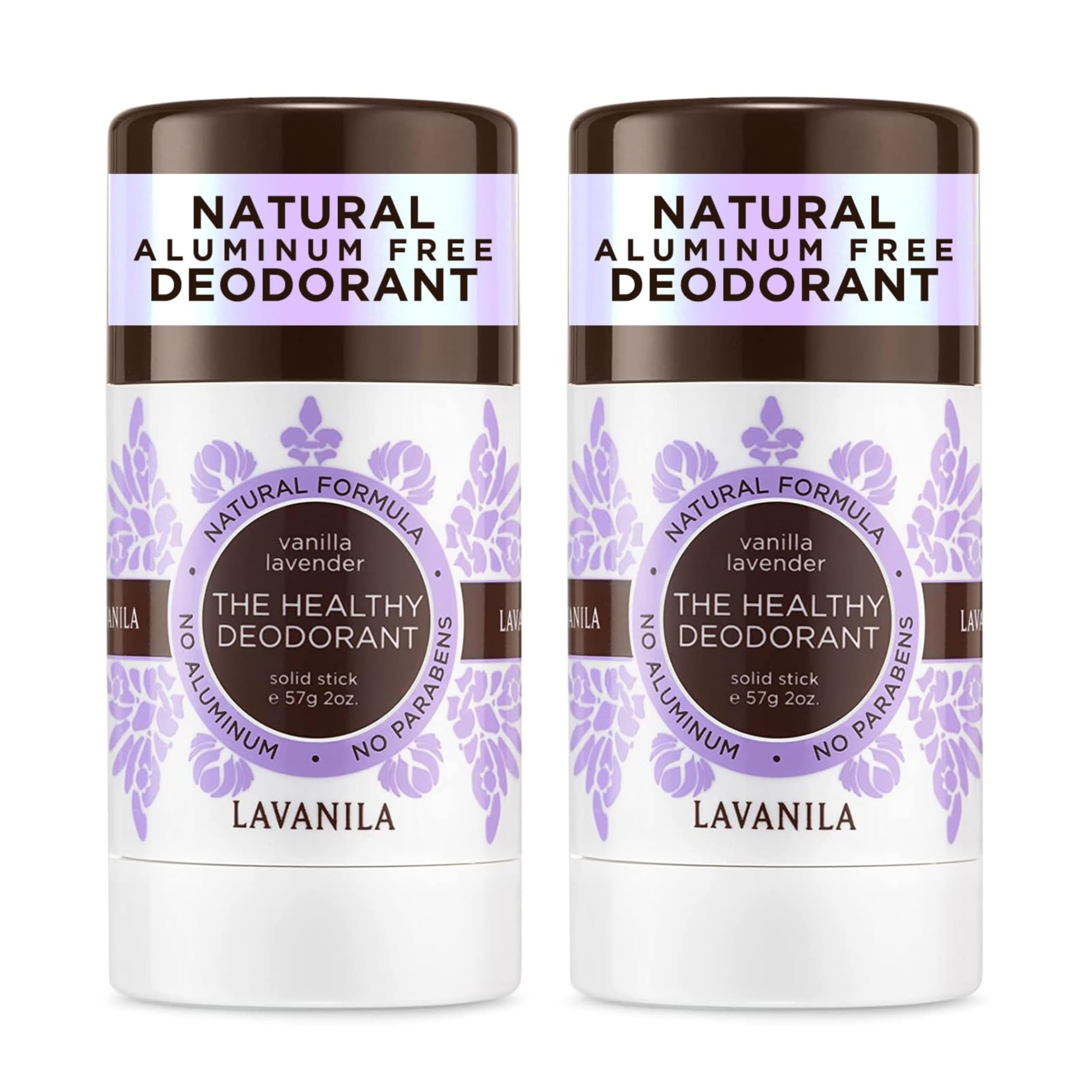 Lavanila Vanilla Lavender deodorant bottle offers long-lasting freshness.