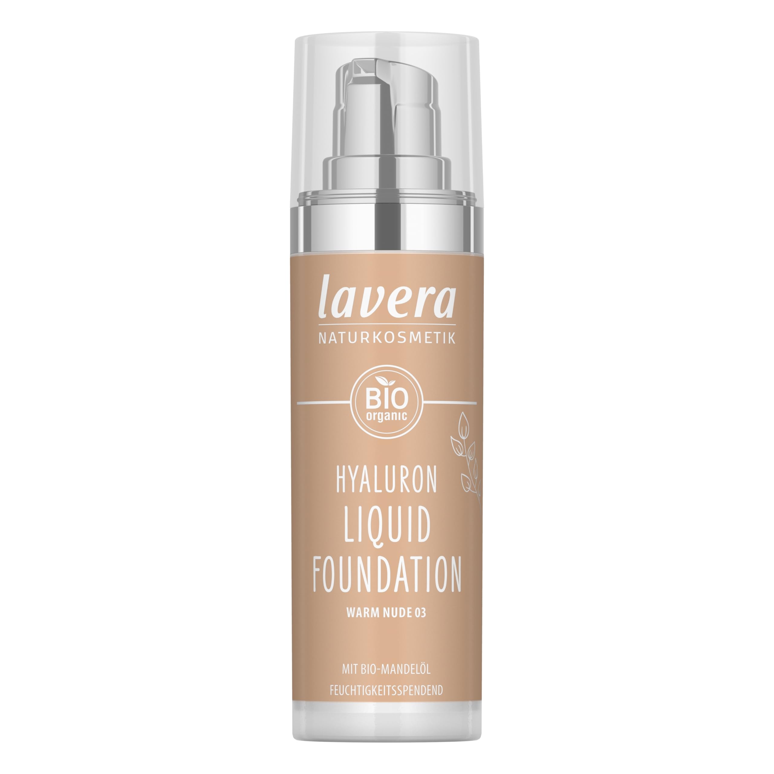 Lavera fundación hialuronico líquida en bote para un acabado natural y ligero.