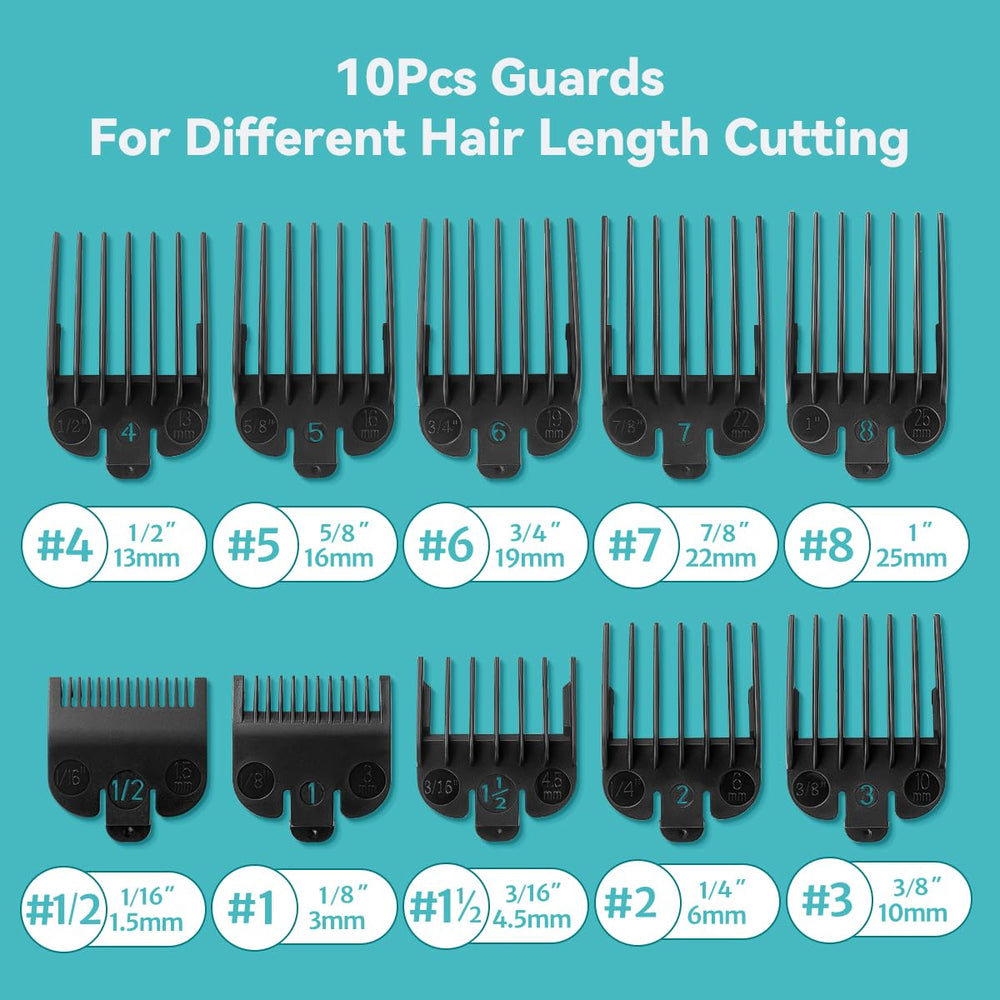LAVEST black 10-pack of clipper guards for quick guard changes.