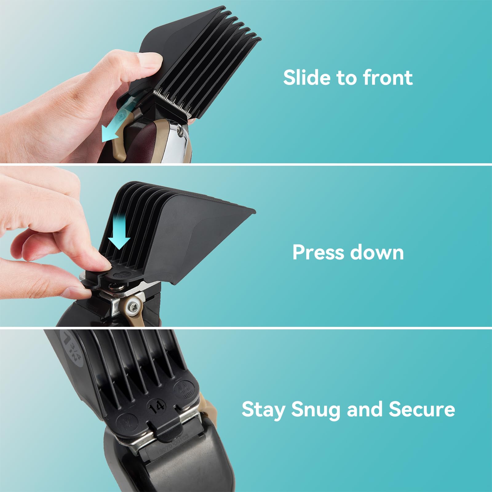 LAVEST clipper guards in black color that blends with most clippers.