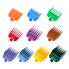 LAVEST clipper guards set showing color-coded lengths for precise fades