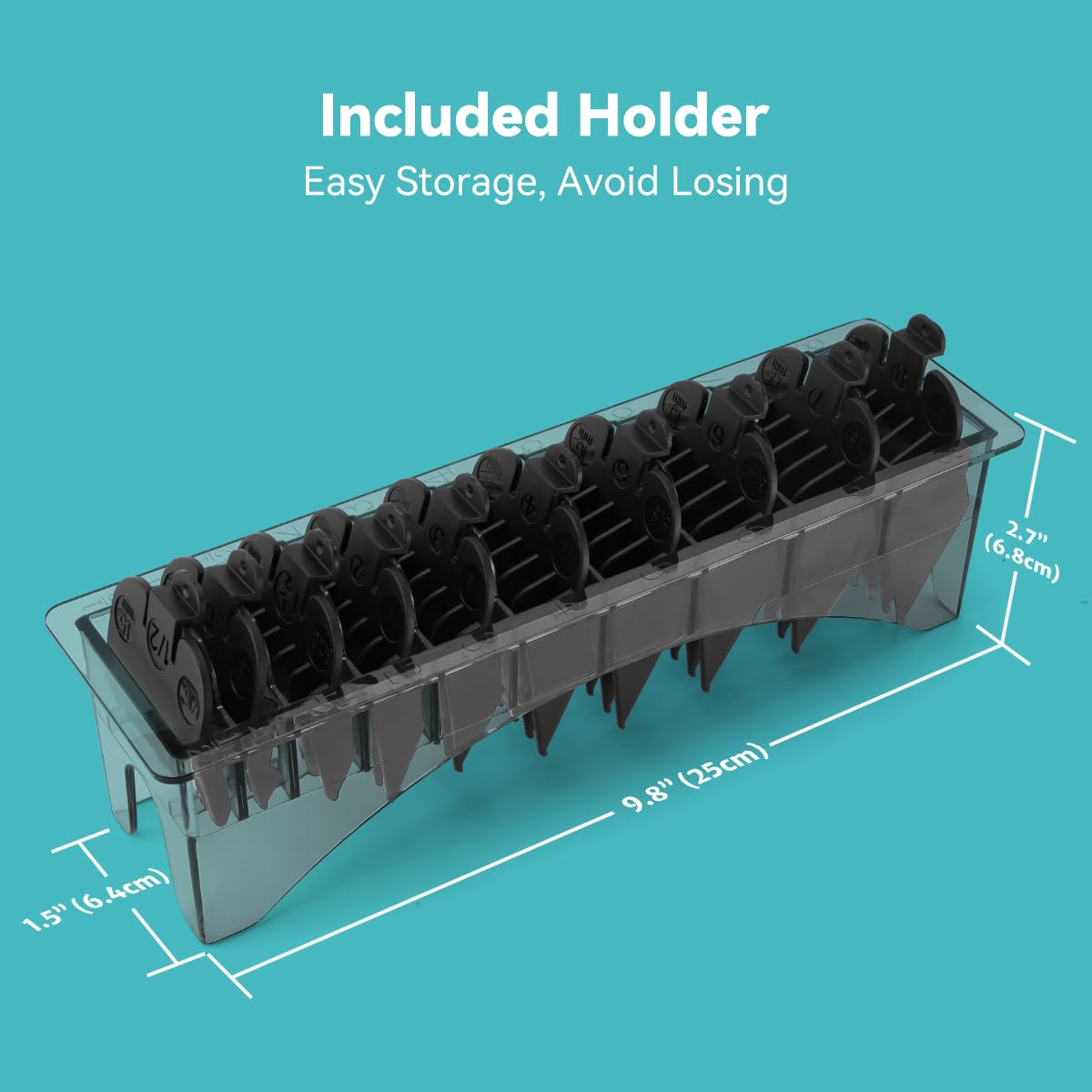 LAVEST holder tray with clipper guards for tidy storage.